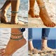 20PCS Boho Ocean Ankle Bracelets Beaded Shell Pearl Layered Beach Anklets For Women Foot Hand Chains Anklet Set Adjustable